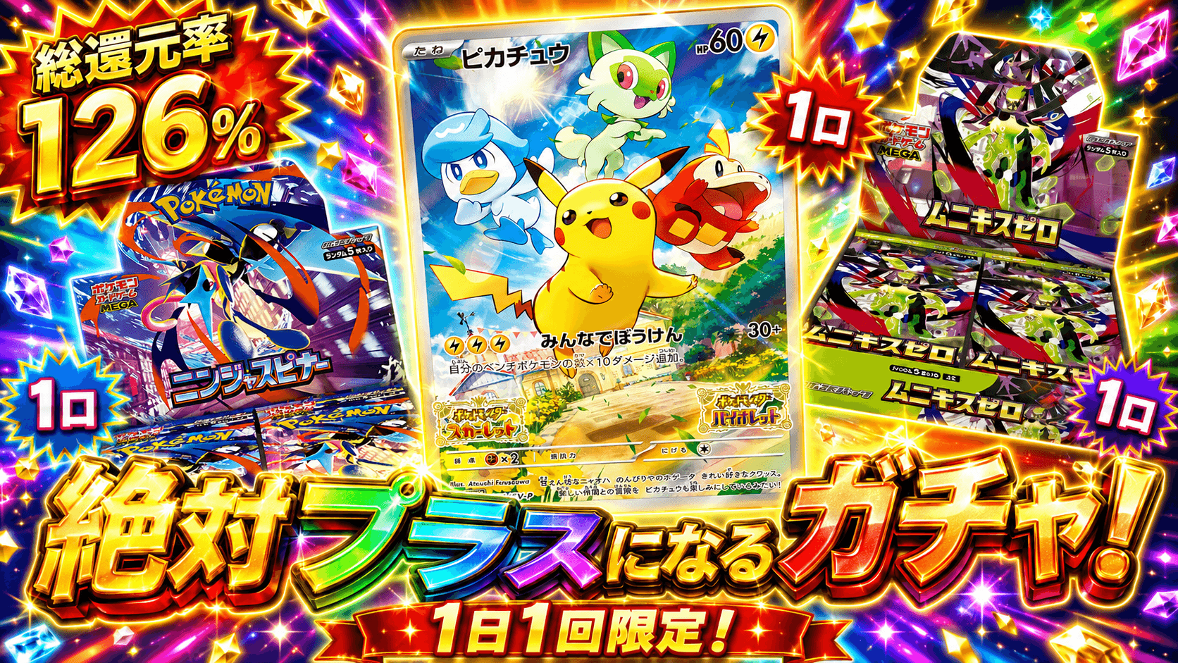 (10×10)%プラスになるガチャ!1日1回限定 総還元率126%還元
